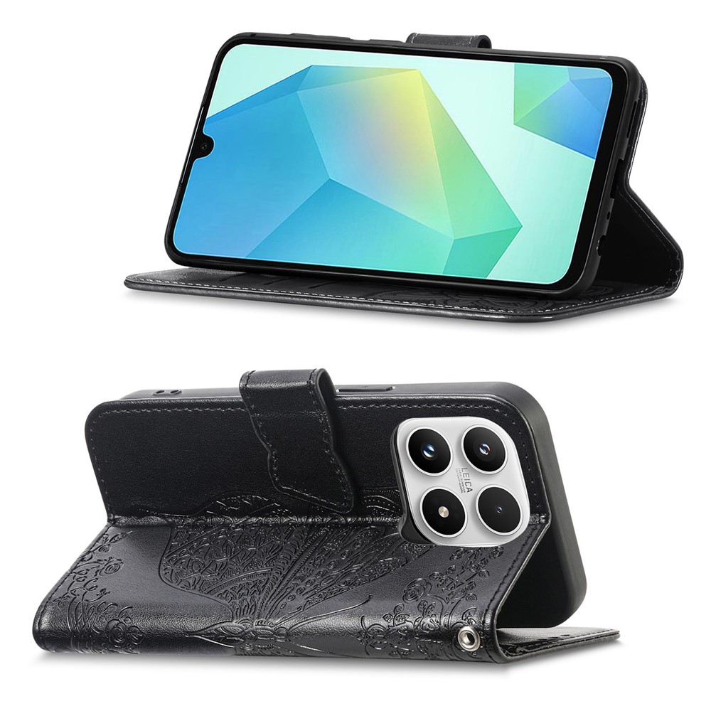  Xiaomi 17 Fodral Läder Fjäril Svart