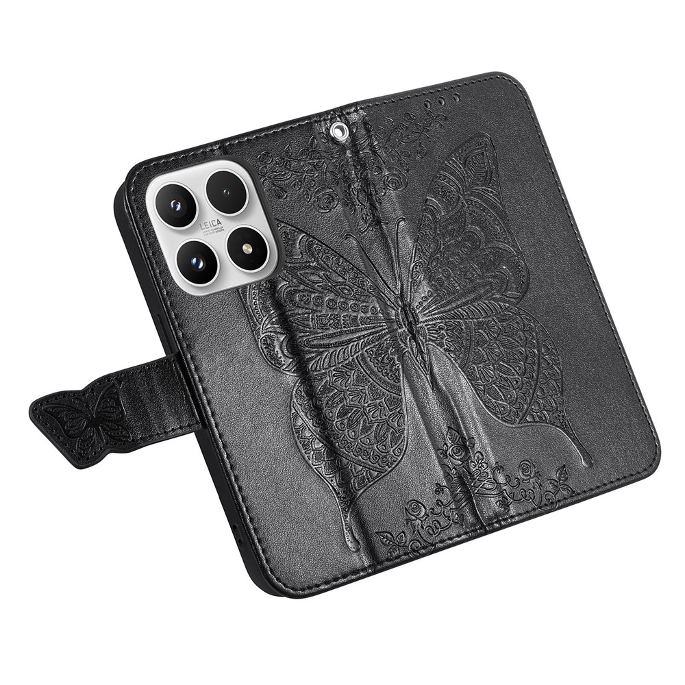  Xiaomi 17 Fodral Läder Fjäril Svart