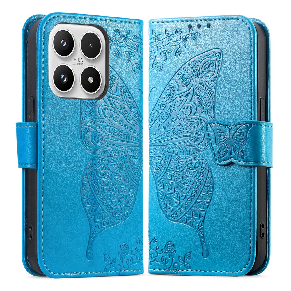  Xiaomi 17 Fodral Läder Fjäril Ljus Blå