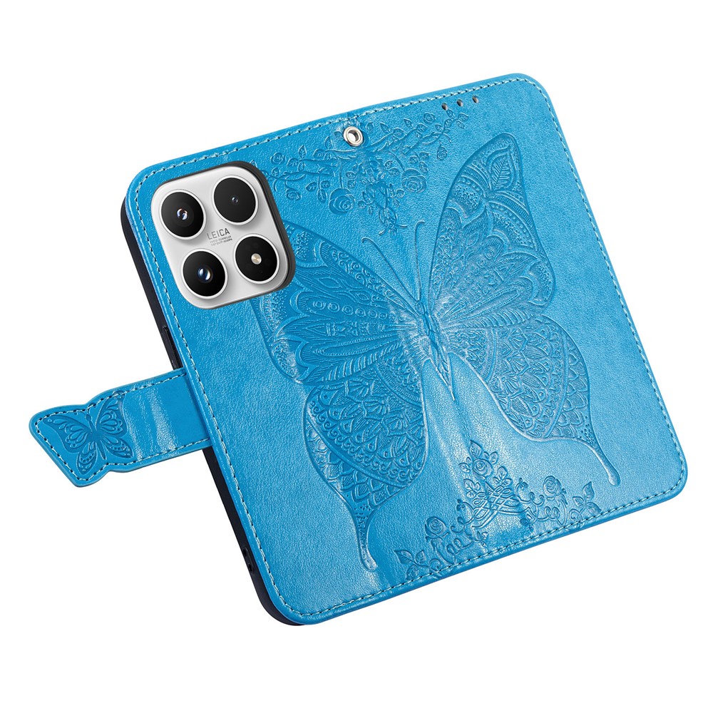  Xiaomi 17 Fodral Läder Fjäril Ljus Blå