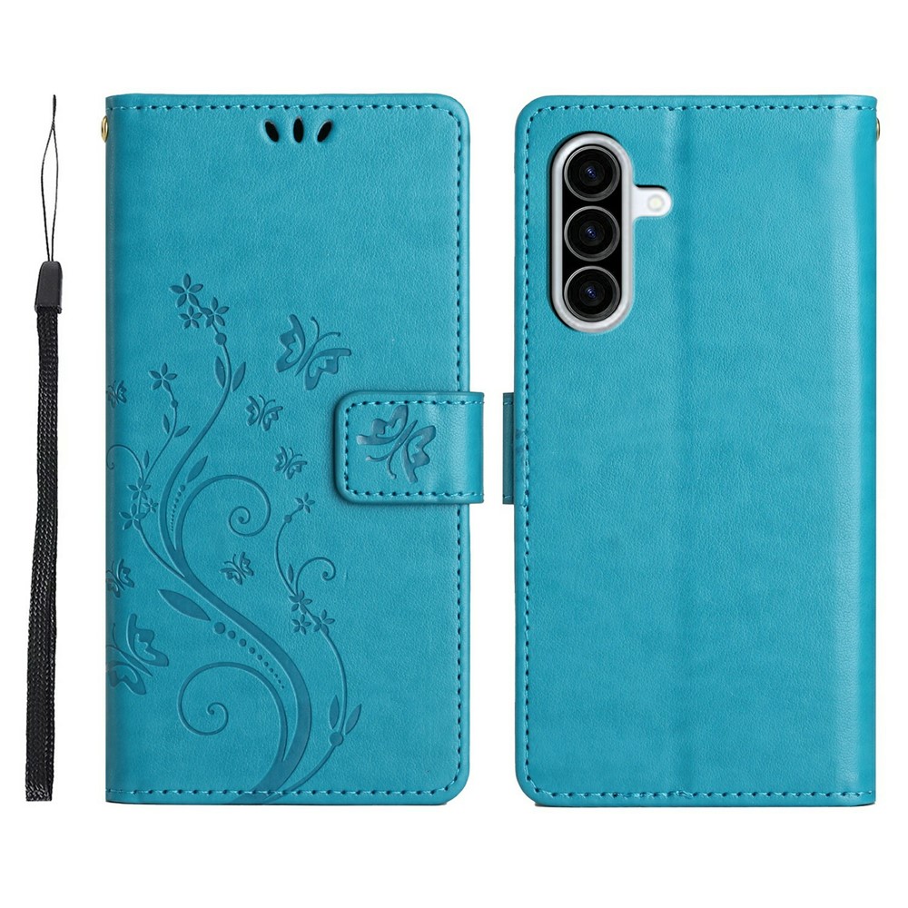  Samsung Galaxy A27 5G Fodral Blommor/Fjärilar Blå