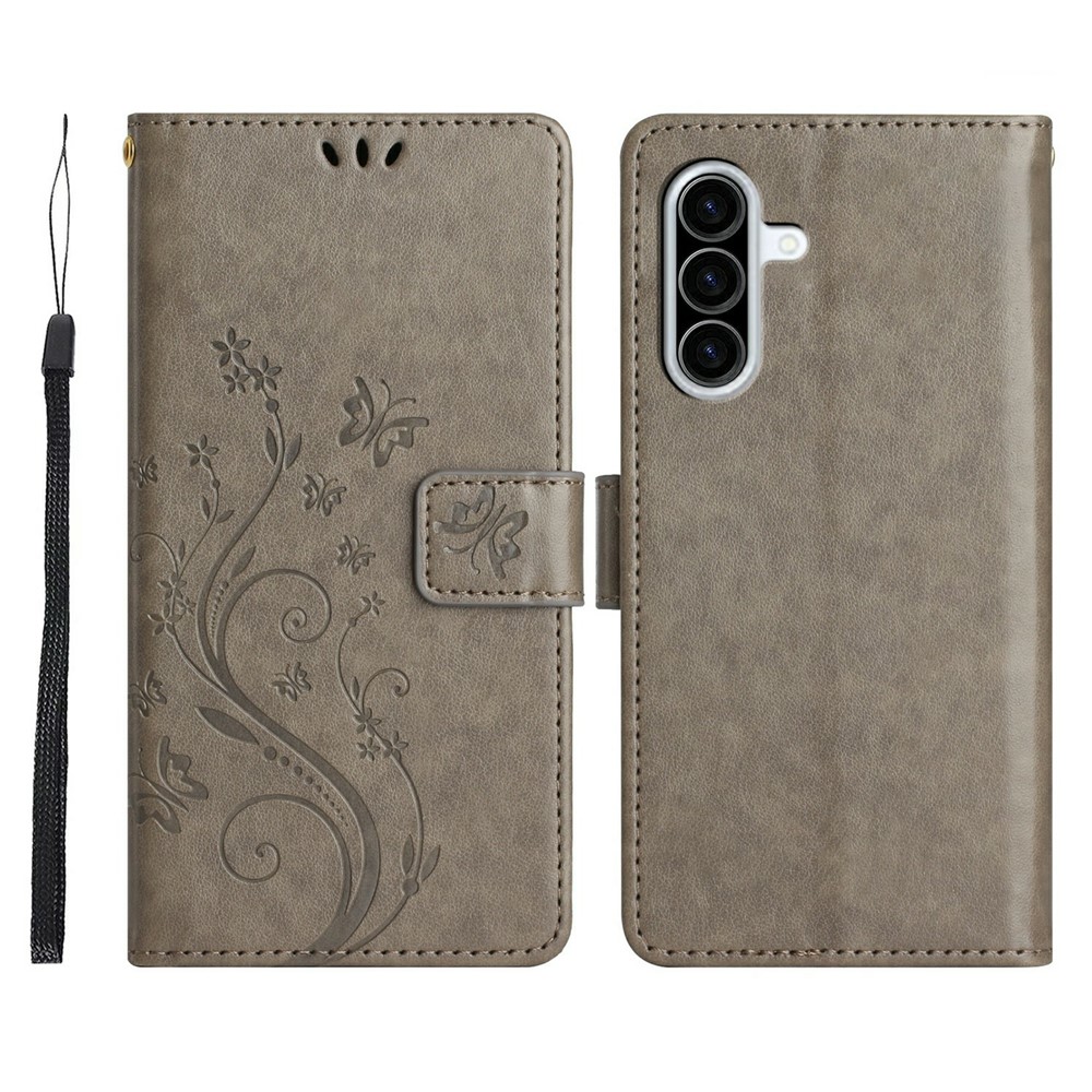  Samsung Galaxy A27 5G Fodral Blommor/Fjärilar Grå