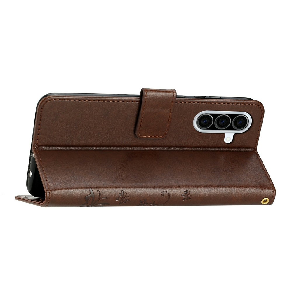 Samsung Galaxy A27 5G Fodral Blommor/Fjärilar Brun