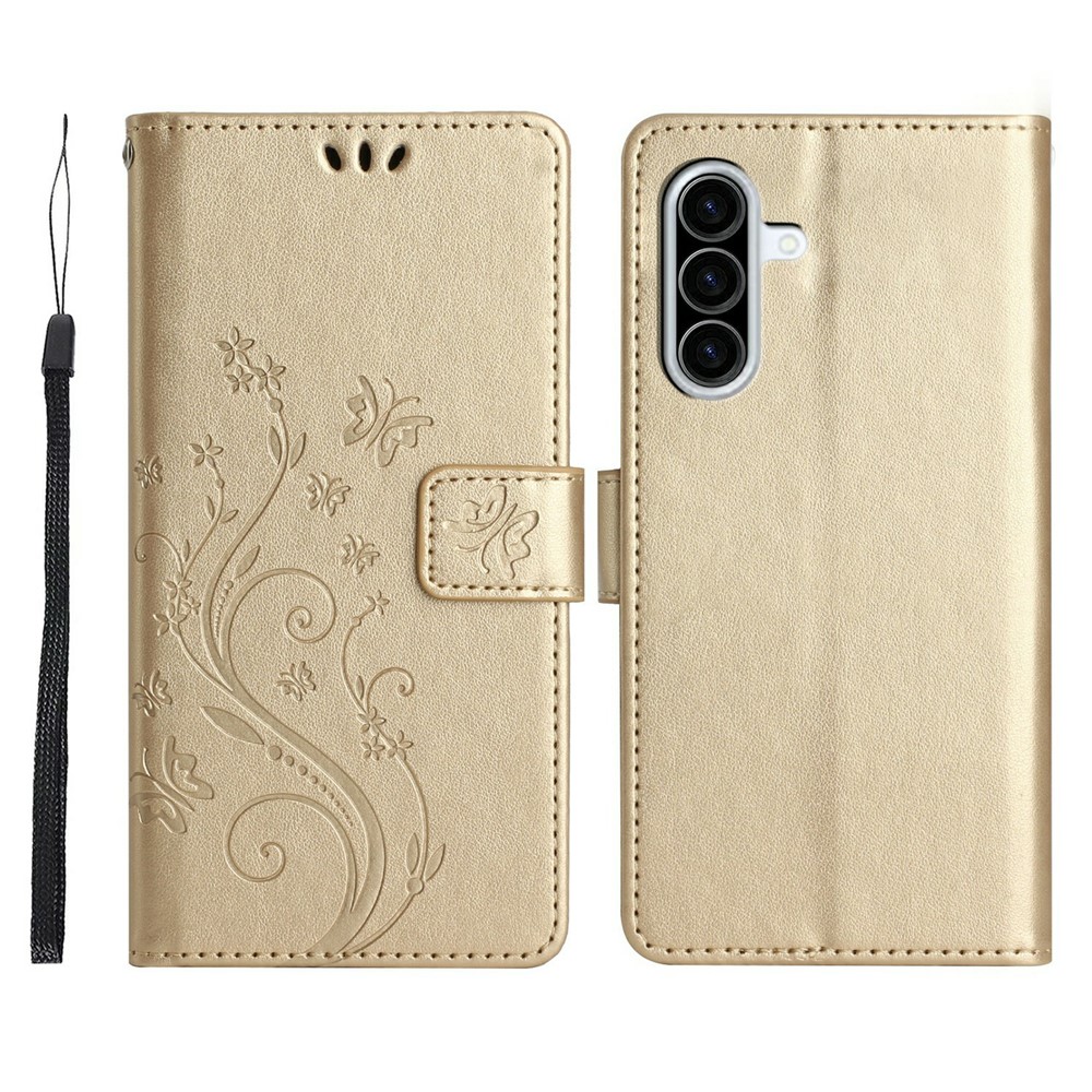  Samsung Galaxy A27 5G Fodral Blommor/Fjärilar Guld