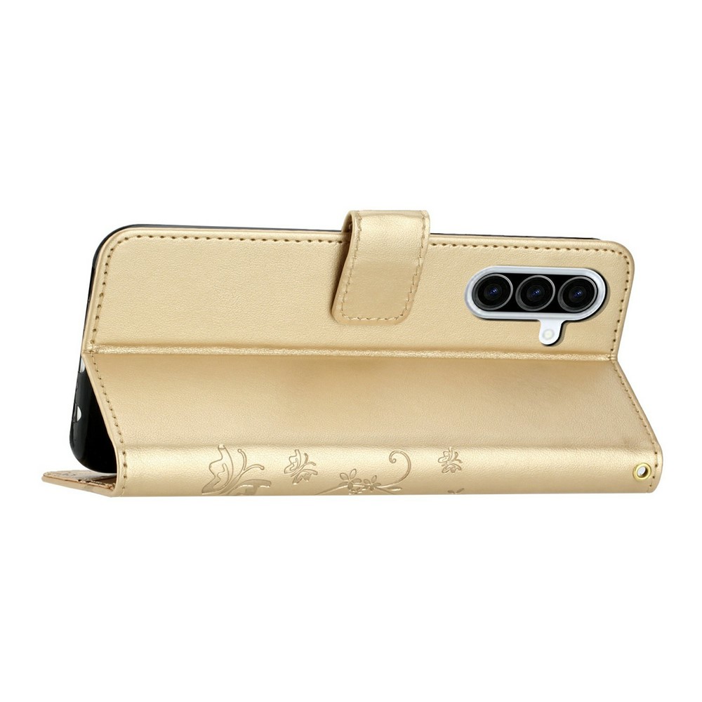  Samsung Galaxy A27 5G Fodral Blommor/Fjärilar Guld