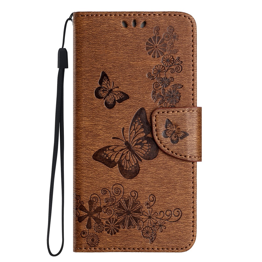  Samsung Galaxy A27 5G Fodral Läder Fjärilar Brun