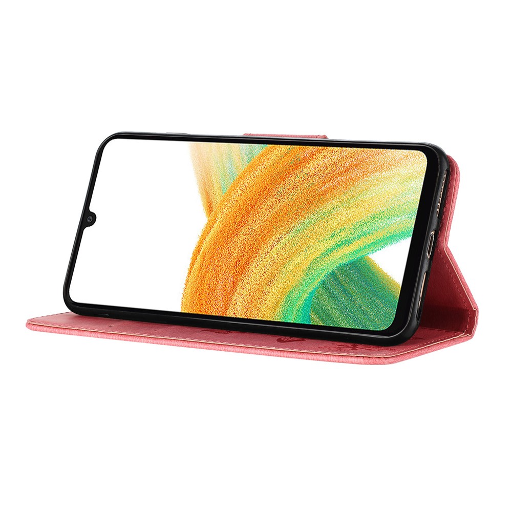  Samsung Galaxy A27 5G Fodral Läder Fjärilar Rosa