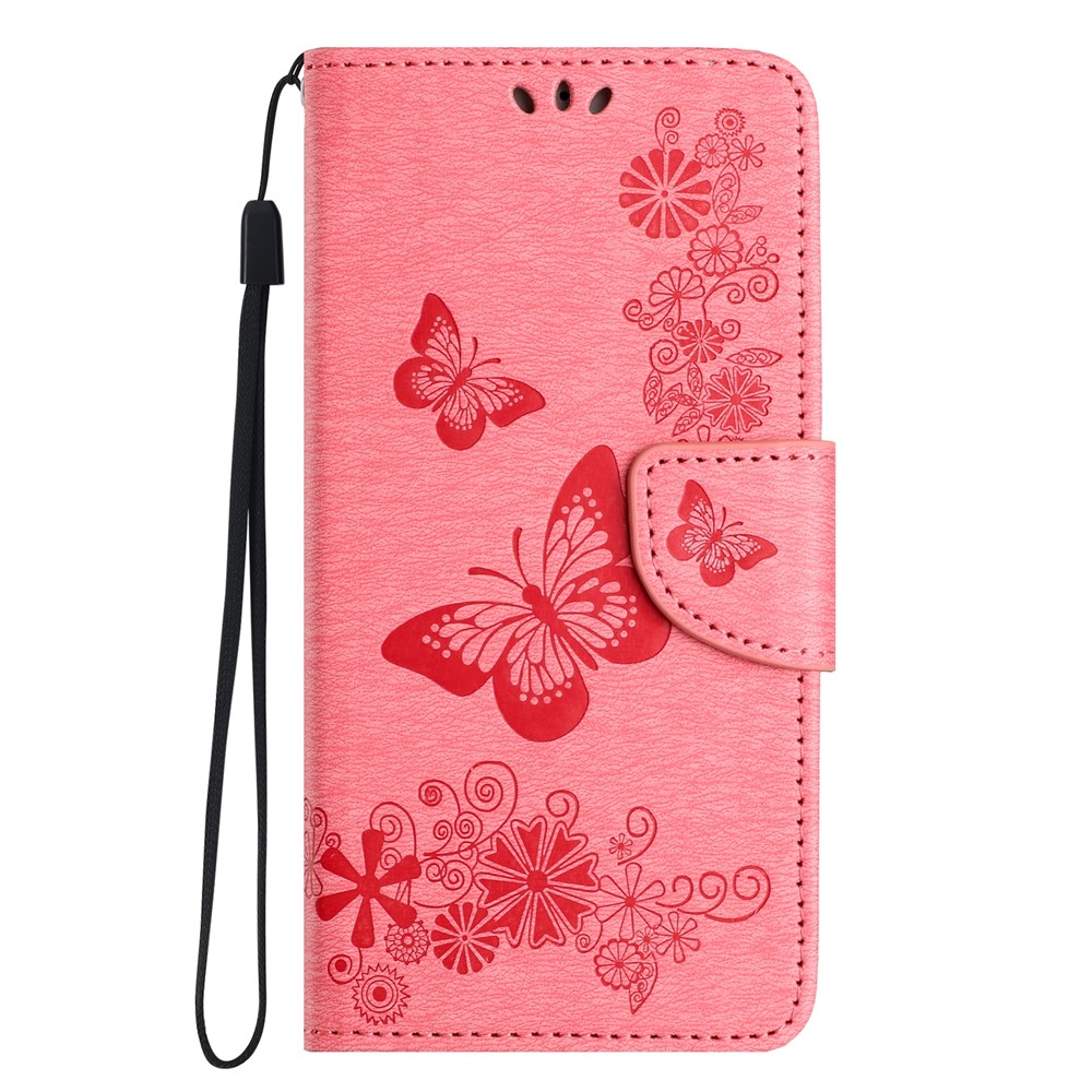  Samsung Galaxy A27 5G Fodral Läder Fjärilar Rosa