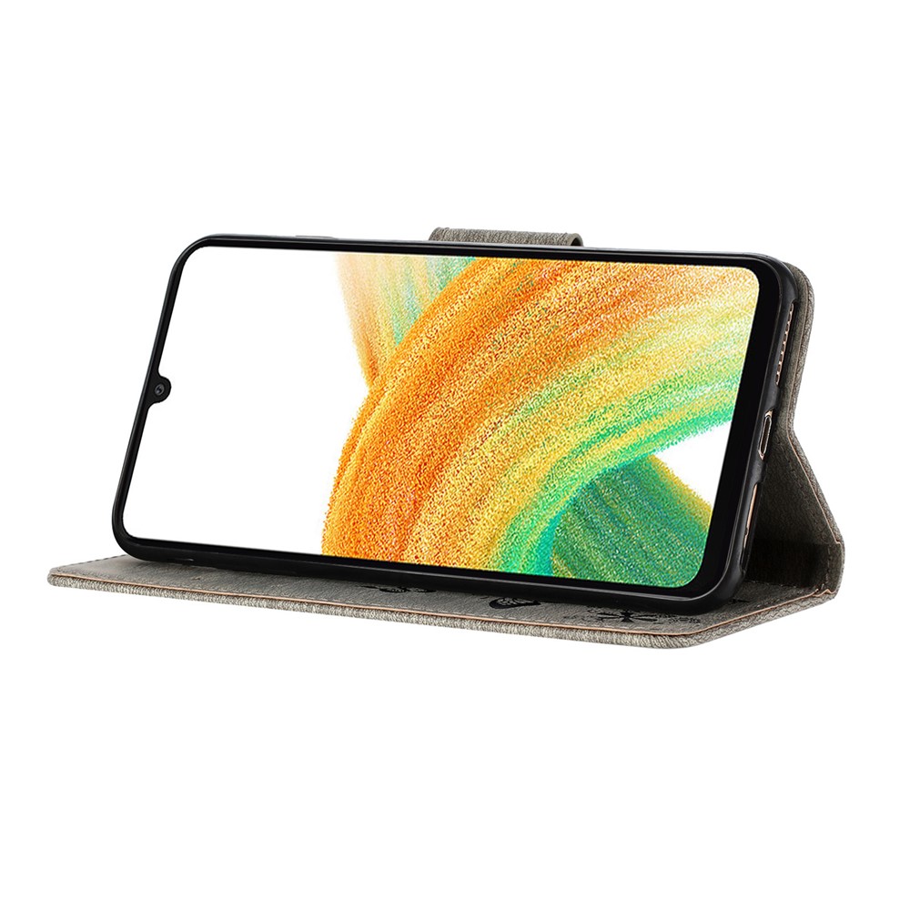  Samsung Galaxy A27 5G Fodral Läder Fjärilar Grå