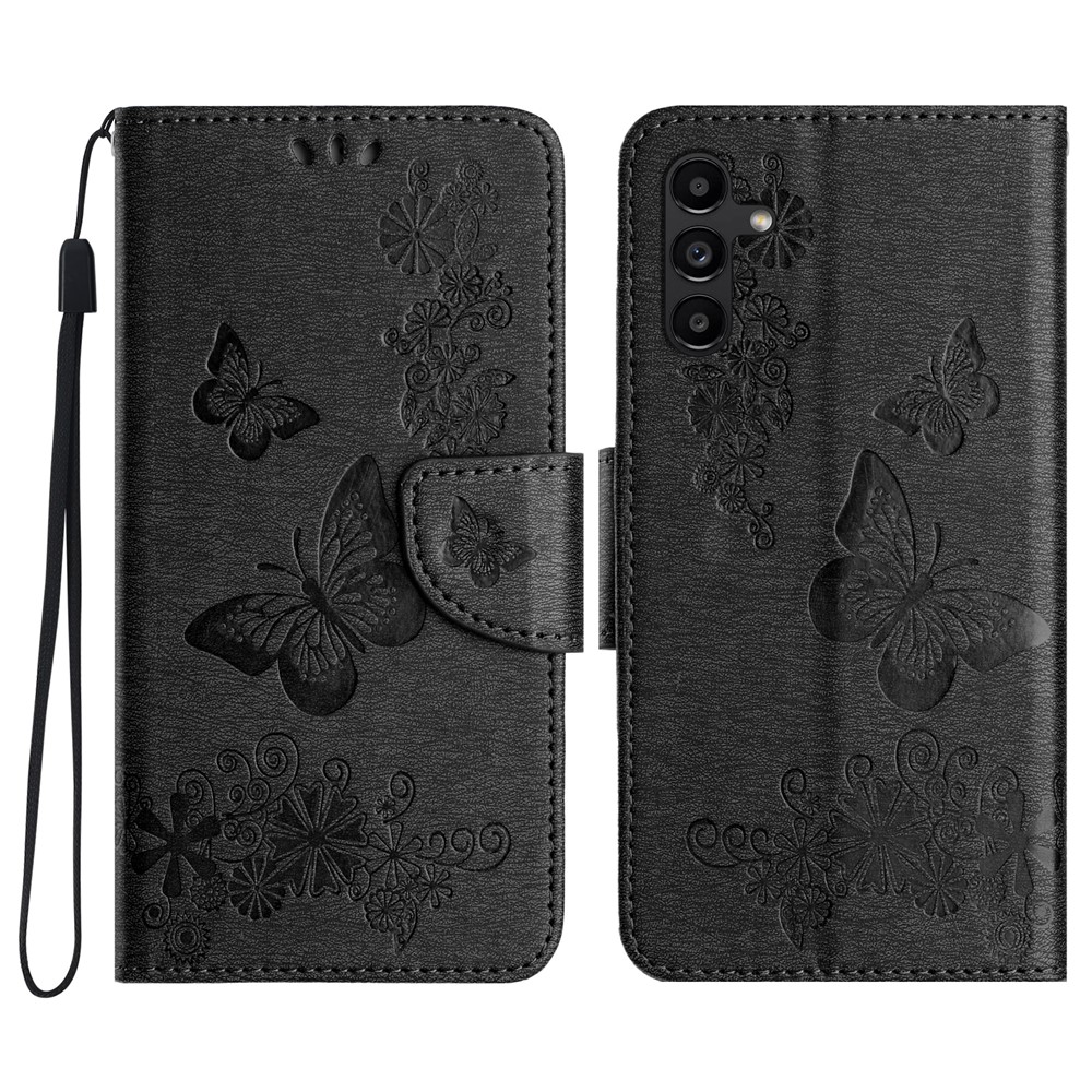  Samsung Galaxy A27 5G Fodral Läder Fjärilar Svart