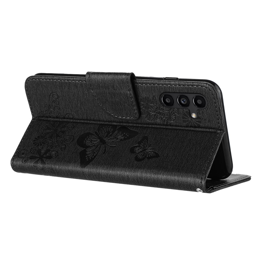  Samsung Galaxy A27 5G Fodral Läder Fjärilar Svart