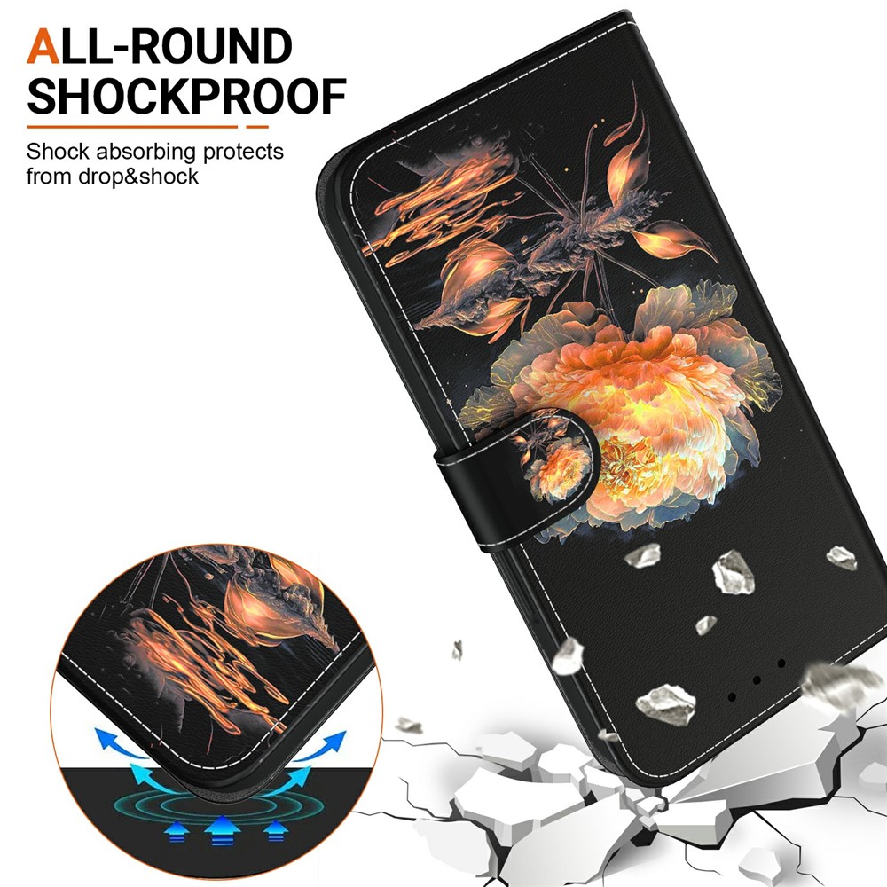  Samsung Galaxy A27 5G Fodral Läder Blomma Guld