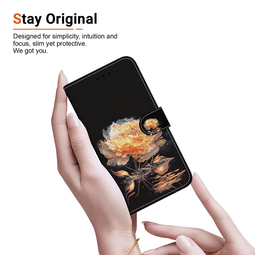  Samsung Galaxy A27 5G Fodral Läder Blomma Guld