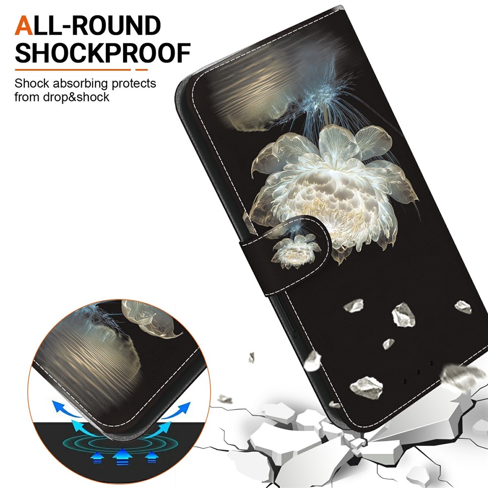  Samsung Galaxy A27 5G Fodral Läder Blomma Vit
