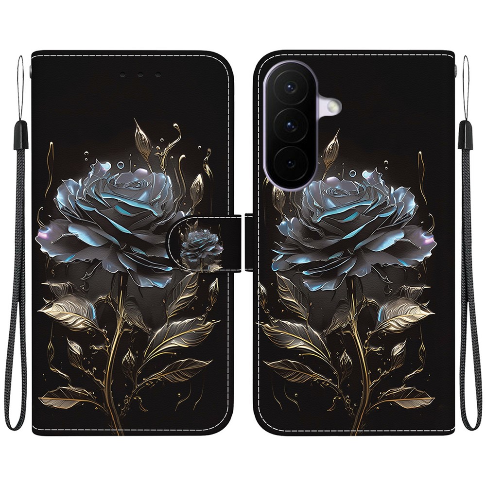  Samsung Galaxy A27 5G Fodral Läder Blomma Svart