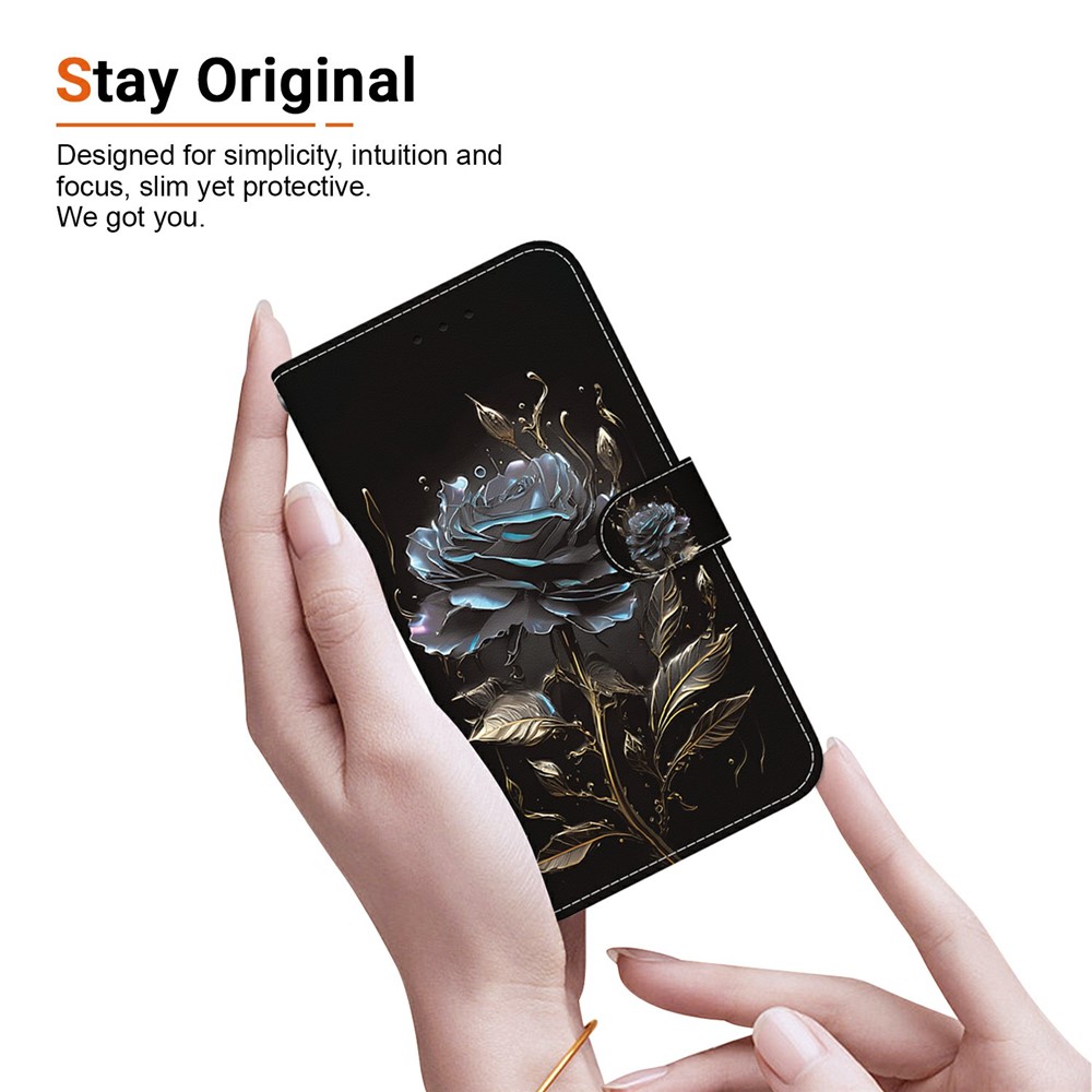  Samsung Galaxy A27 5G Fodral Läder Blomma Svart