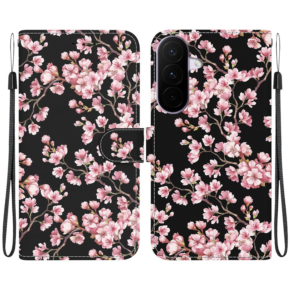  Samsung Galaxy A27 5G Fodral Läder Blommor Rosa
