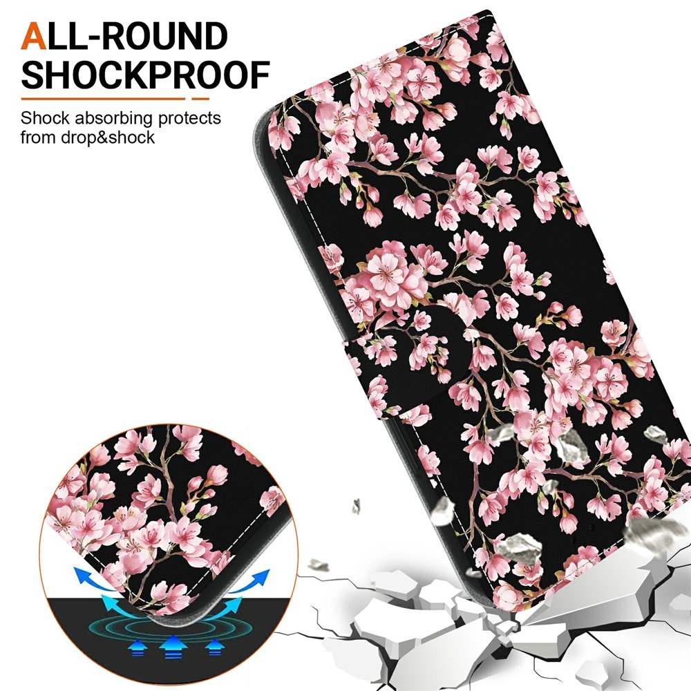  Samsung Galaxy A27 5G Fodral Läder Blommor Rosa