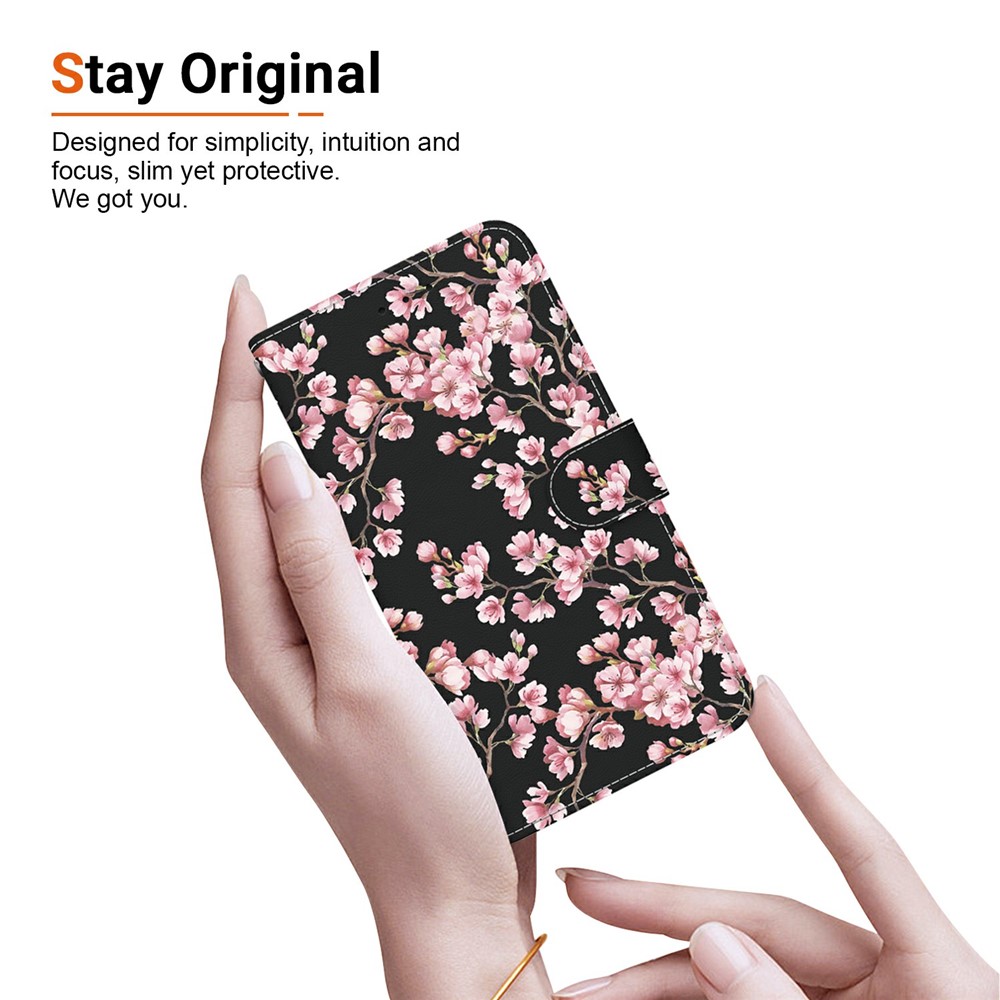  Samsung Galaxy A27 5G Fodral Läder Blommor Rosa