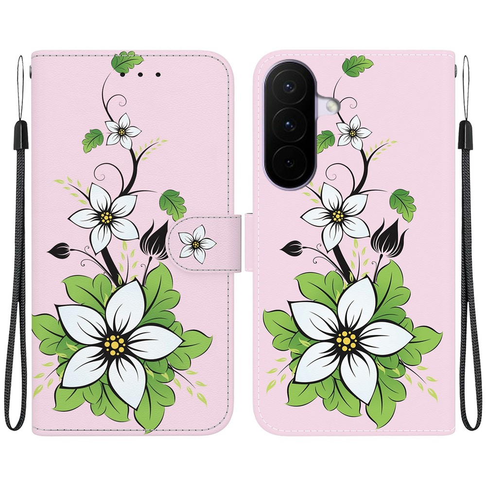  Samsung Galaxy A27 5G Fodral Läder Blommor Rosa/Vit
