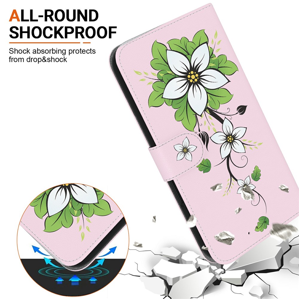  Samsung Galaxy A27 5G Fodral Läder Blommor Rosa/Vit