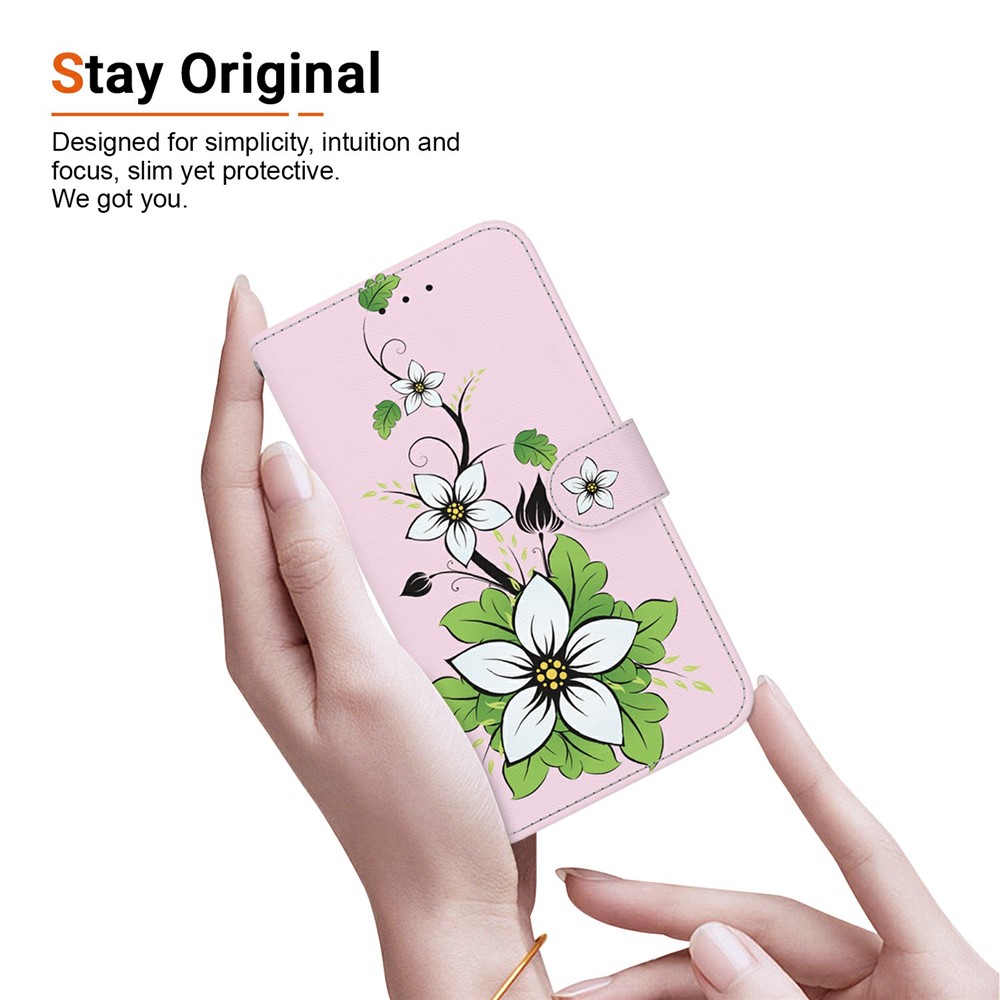  Samsung Galaxy A27 5G Fodral Läder Blommor Rosa/Vit