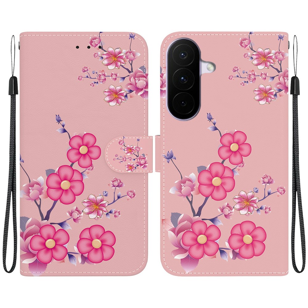  Samsung Galaxy A27 5G Fodral Läder Blommor Rosa