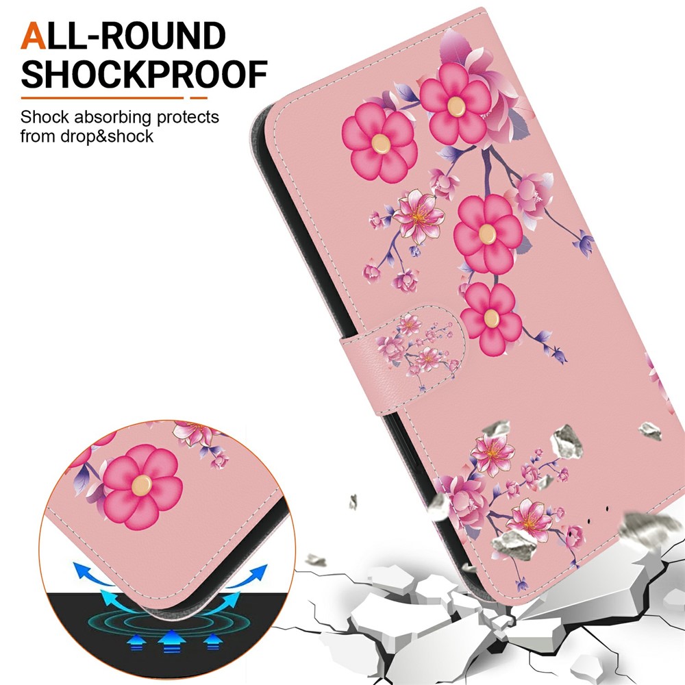  Samsung Galaxy A27 5G Fodral Läder Blommor Rosa