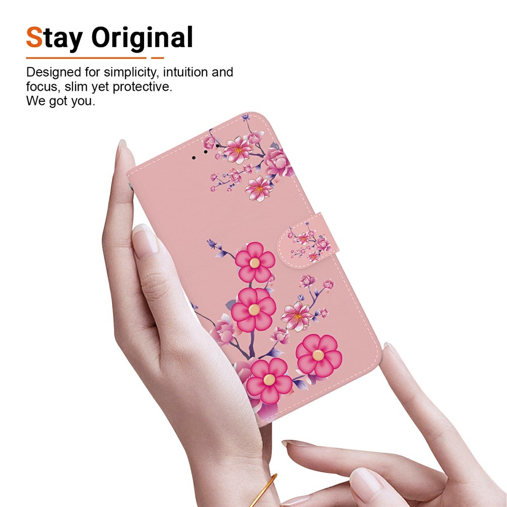  Samsung Galaxy A27 5G Fodral Läder Blommor Rosa