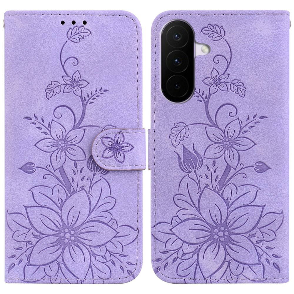  Samsung Galaxy A27 5G Fodral Läder Blommor Lila
