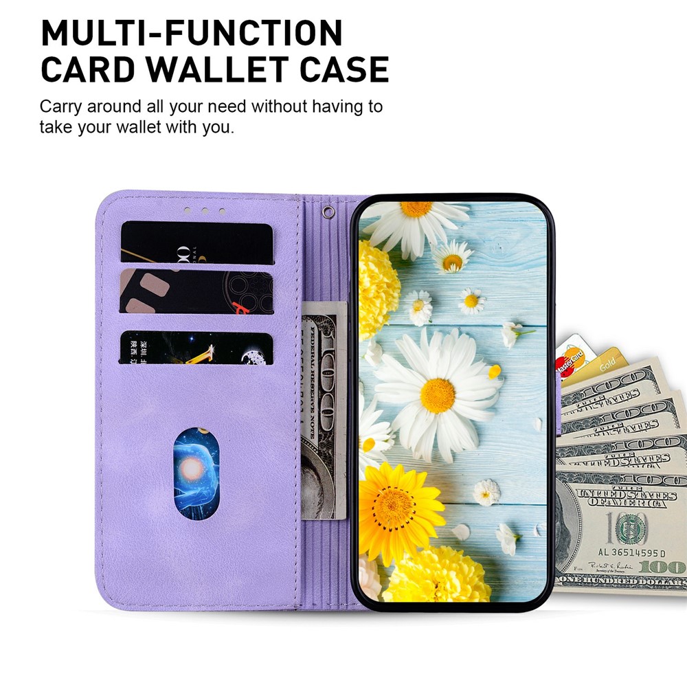  Samsung Galaxy A27 5G Fodral Läder Blommor Lila