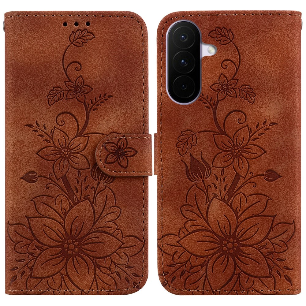  Samsung Galaxy A27 5G Fodral Läder Blommor Brun