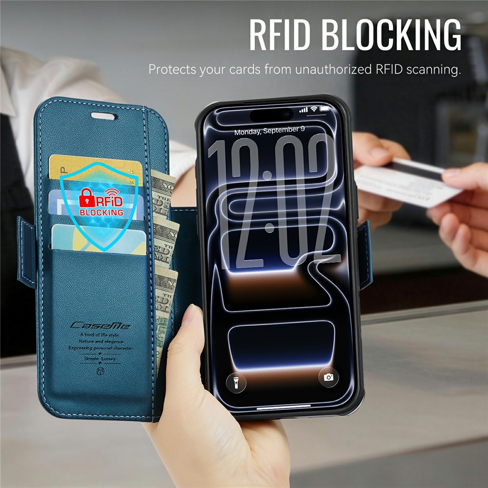 CASEME CASEME iPhone 17 Pro Max Skal RFID Plånbok Blå