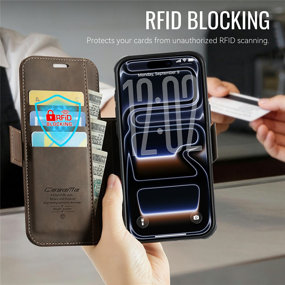 CASEME CASEME iPhone 17 Pro Max Skal RFID Plånbok Brun