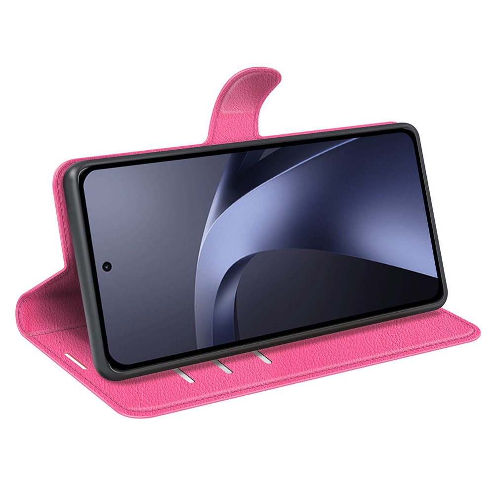  Xiaomi 17T Pro Fodral Litchi Läder Mörk Rosa