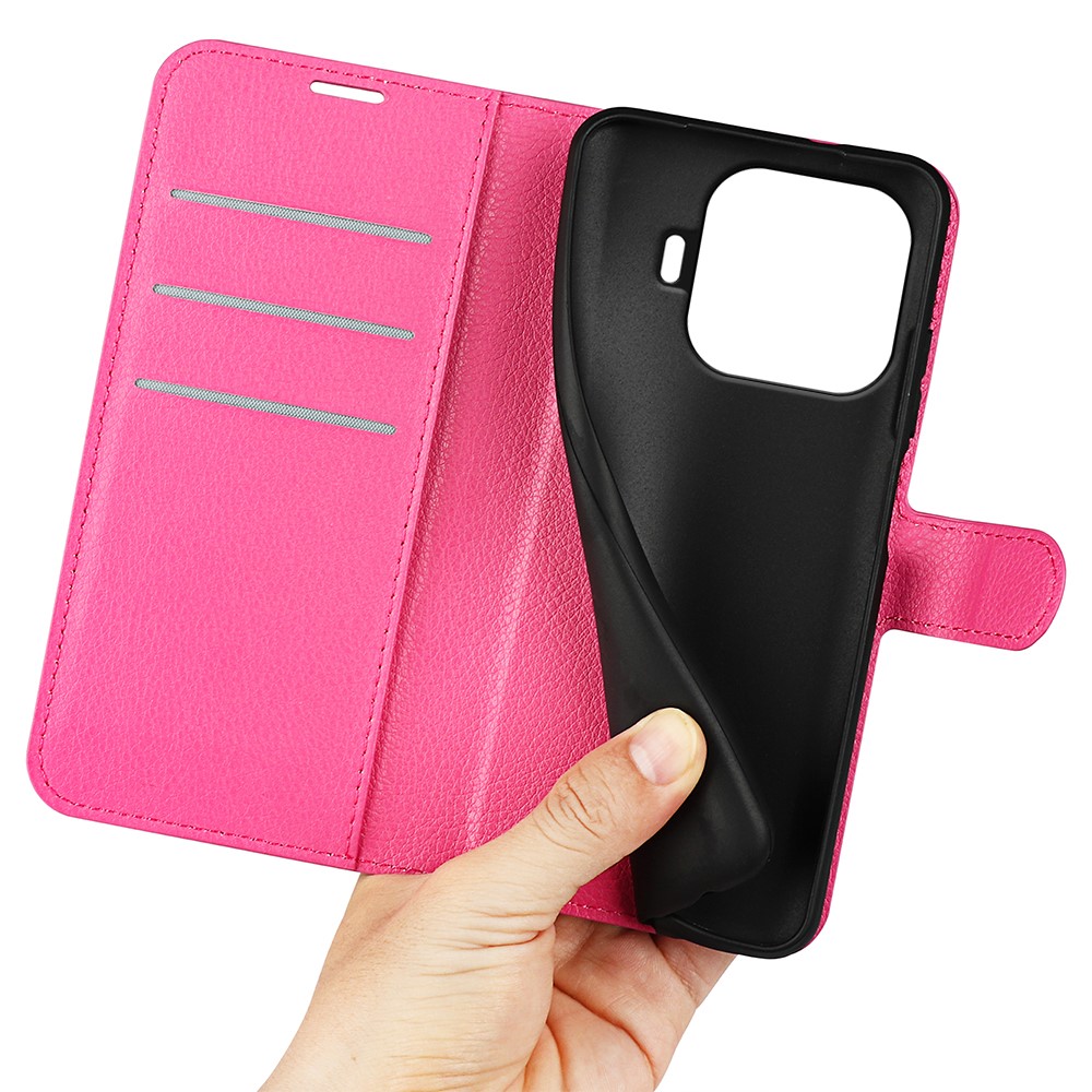  Xiaomi 17T Pro Fodral Litchi Läder Mörk Rosa