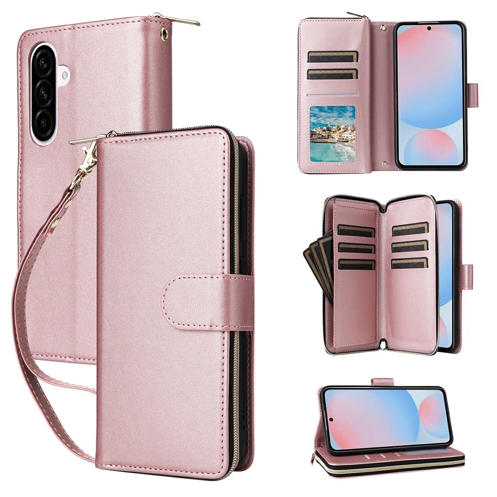  Samsung Galaxy A27 5G Fodral Läder Multifunktionellt Roséguld