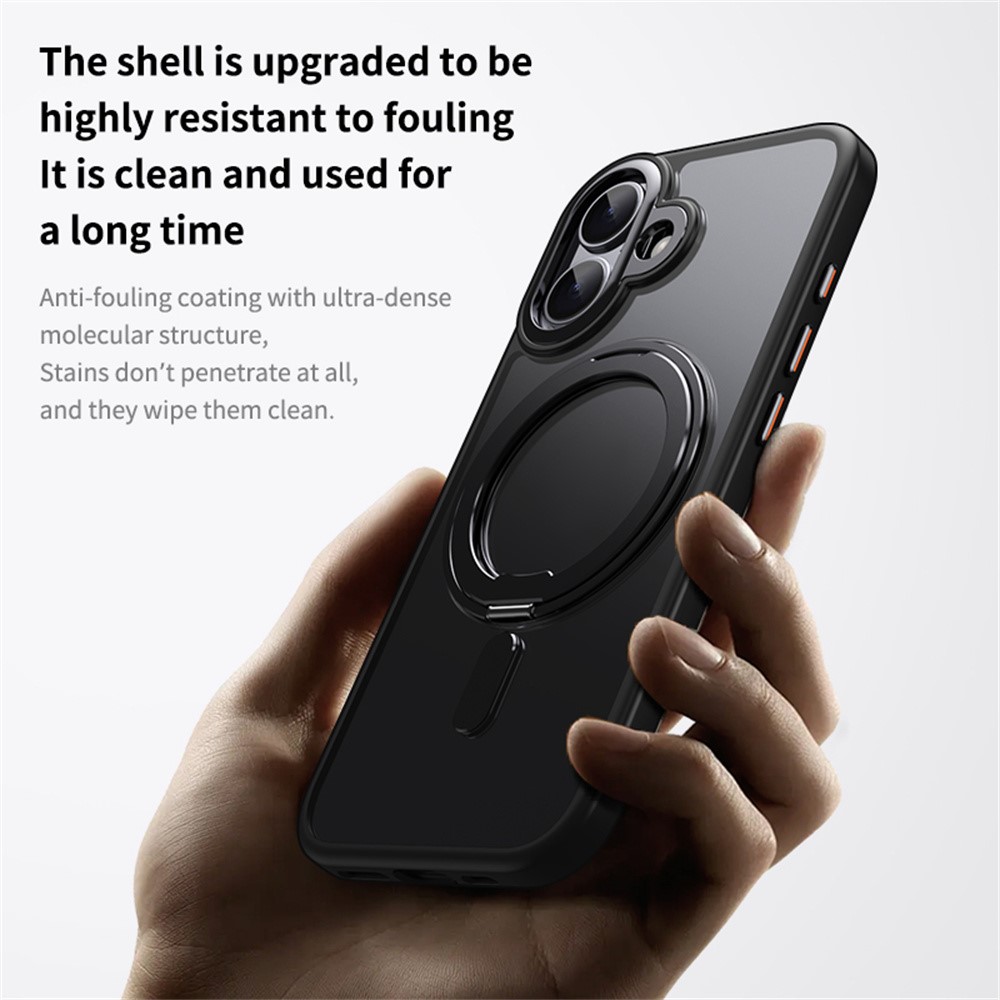  iPhone 17 Skal TPU MagSafe Med Metallstativ Svart
