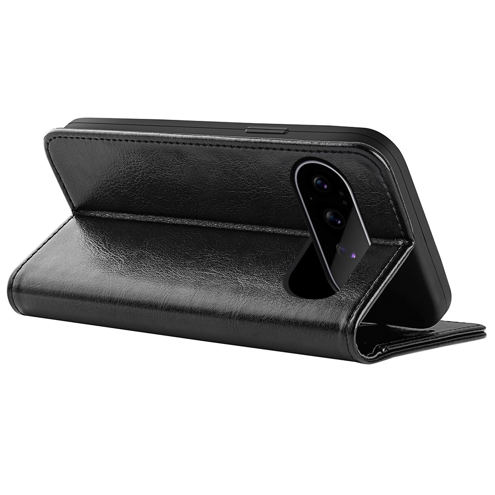  Google Pixel 11/10 Fodral Crazy Horse Läder Svart