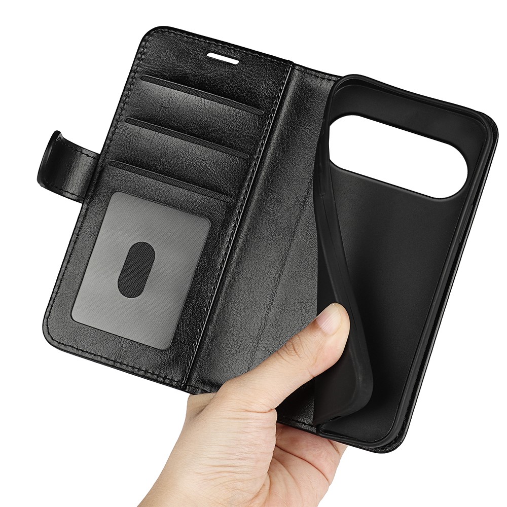  Google Pixel 11/10 Fodral Crazy Horse Läder Svart