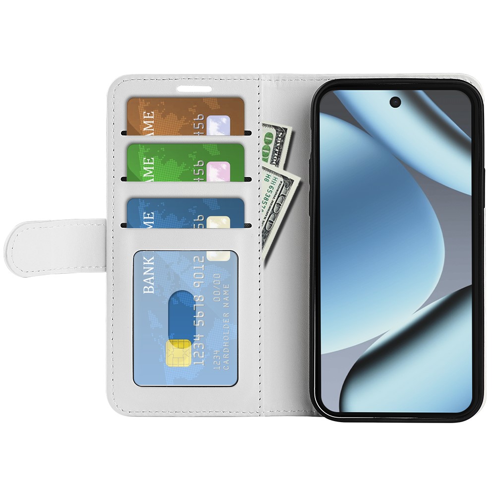  Google Pixel 11/10 Fodral Crazy Horse Läder Vit