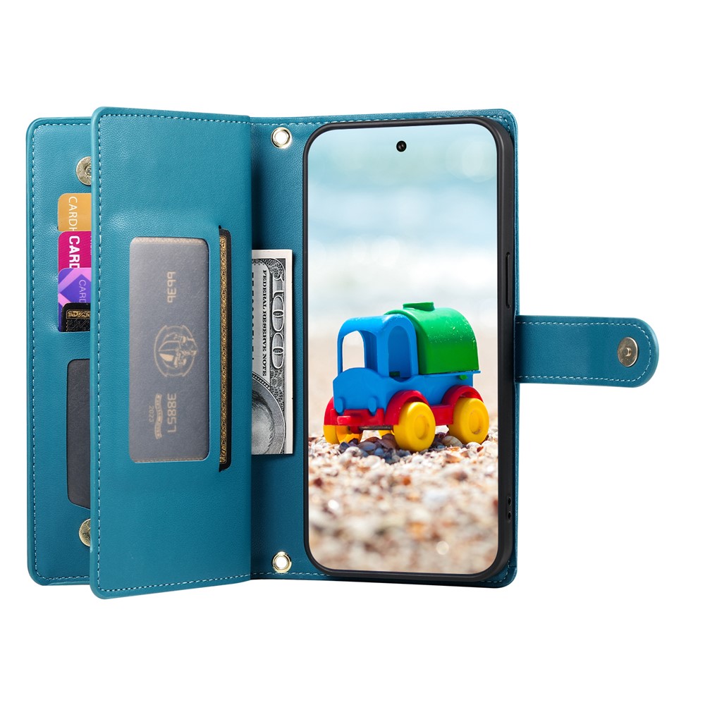  Google Pixel 11/11 Pro Fodral Läder Med Dragkedja Blå