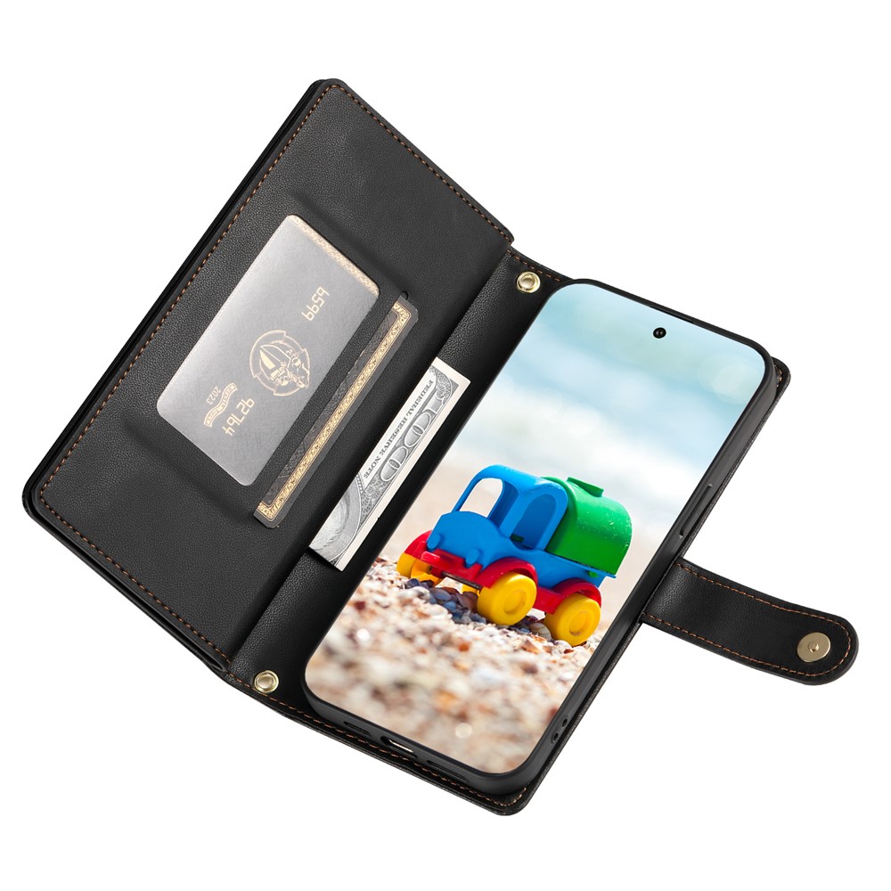  Google Pixel 11/11 Pro Fodral Läder Med Dragkedja Svart