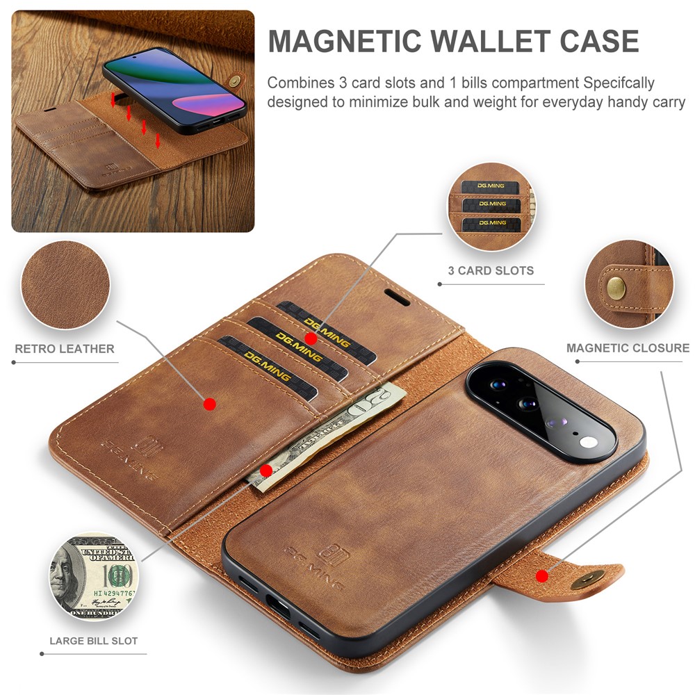 DG.MING DG.MING Google Pixel 11 Pro XL Fodral Magnet 2in1 Brun