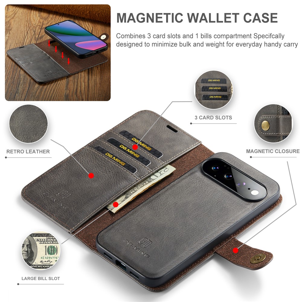 DG.MING DG.MING Google Pixel 11 Pro XL Fodral Magnet 2in1 Grå
