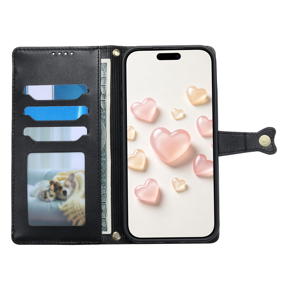 Google Pixel 11/11 Pro Fodral Läder Hjärtan Med Dragkedja