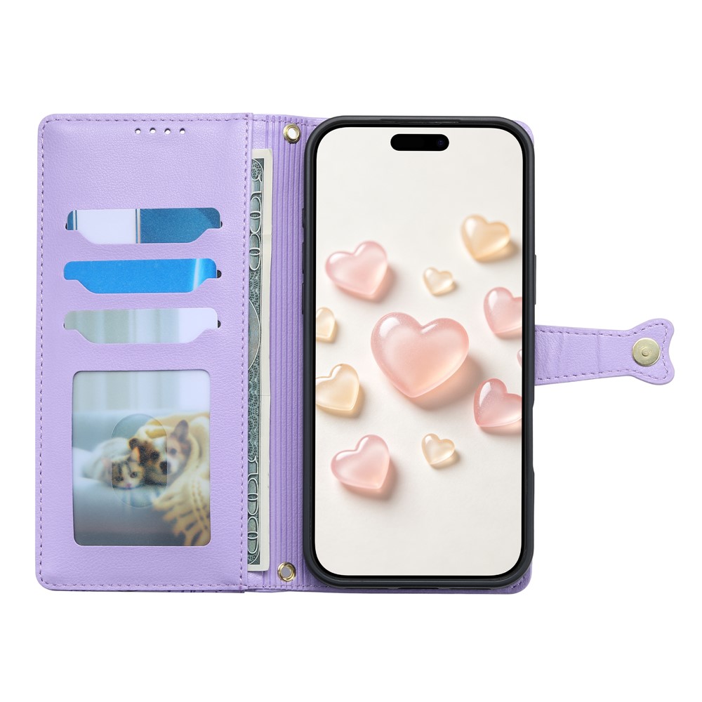  Google Pixel 11/11 Pro Fodral Läder Hjärtan Med Dragkedja