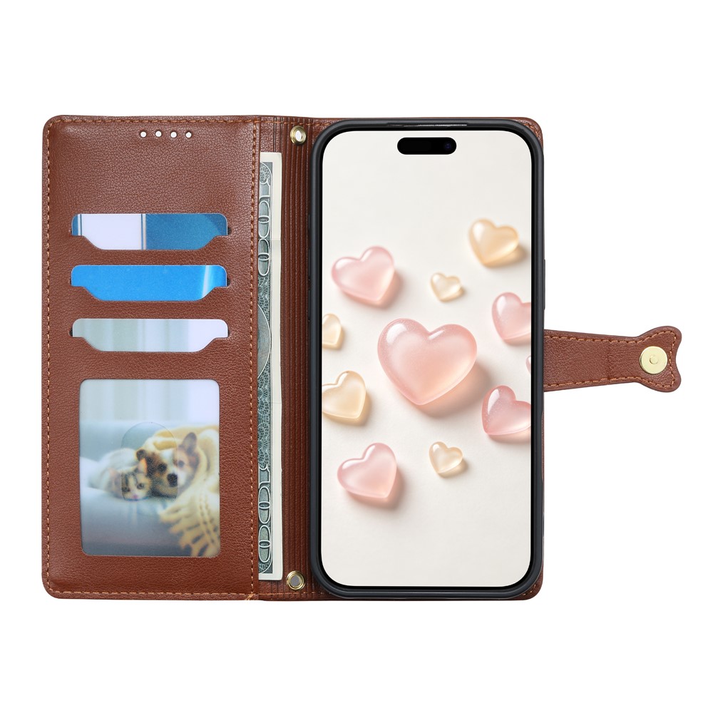  Google Pixel 11 Pro XL Fodral Läder Hjärtan Med Dragkedja