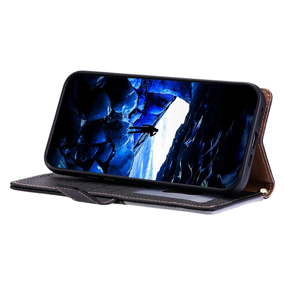  Google Pixel 11/11 Pro Fodral Läder Kortfack 2-färgat Svart / Grå
