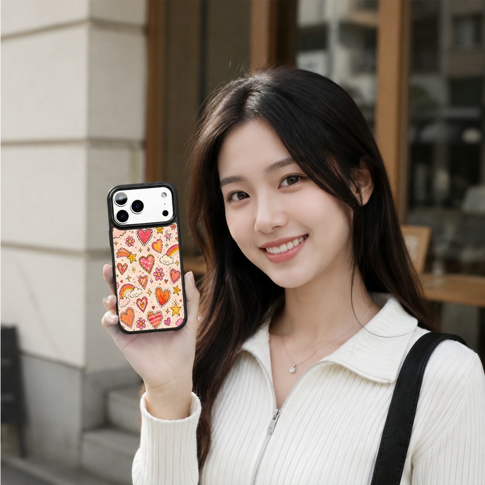  iPhone 18 Pro / 17 Pro Skal MagSafe UV-Mönster Hjärtan